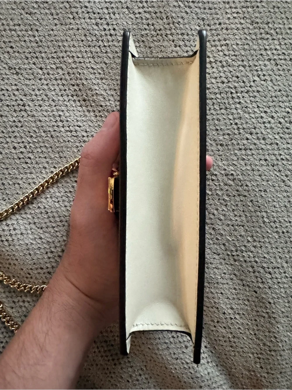Gucci sylvie White Leather Mini Shoulder Bag with Gold Chain